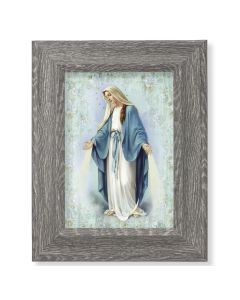 7 1/2" x 9 1/2" Grey Weathered Frame with Our Lady of Grace Artwork on Wood Plaque