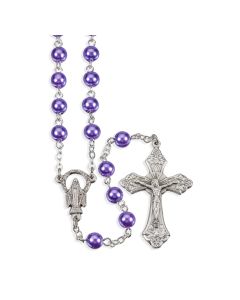 Light Amethyst Faux Pearl Bead Rosary
