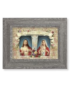 7 1/2" x 9 1/2" Grey Weathered Frame with House Blessing- SHJ-IHM Artwork on Wood Plaque