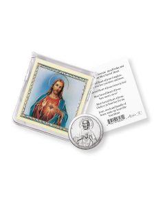 Sacred Heart of Jesus Pocket Coin with a Holy Card in a Clear Pouch-P65