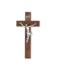 10" Walnut Cross with an Italian Silver Finish Corpus
