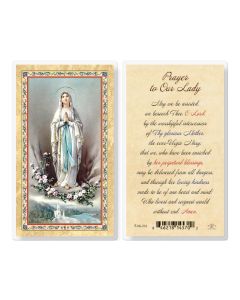 Prayer to Our Lady of Lourdes Laminated Holy Card. Inc. of 25