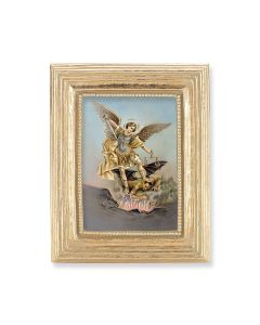 3 3/4" x 4 1/2" Gold Frame with a Saint Michael Print-P65