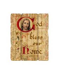 11 1/4" x 14" God Bless Our Home Large Vintage Wooden Plaque