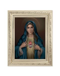 8.25" x 10.25" Silver Ornate Frame with a 6" x 8" Immaculate Heart of Mary Print