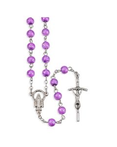 6mm Amethyst Hammered Bead Rosary-P65
