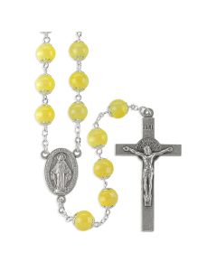 8mm Lemon Double Capped Glass Bead Rosary-P65
