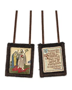 1 3/4" x 2"  St. Joseph Terror of Demons Brown Woven Scapular