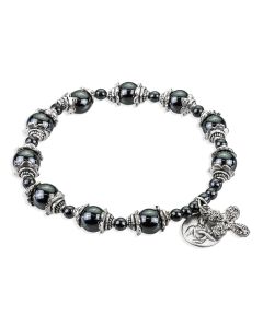 Hematite Blessed Beads Bracelet with Saint Gerard Medal