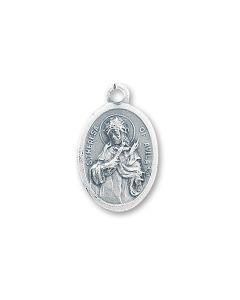 1" Oval Oxidized Saint Teresa D Avila Medal in Spanish (Sold in Inc. of 25)