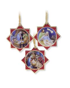 3" Christmas Nativity Scenes Star Ornaments (Enter qty of 3 for ONE set)