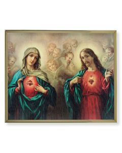 8" x 10" Gold Plaque Frame with a Sacred Hearts Print