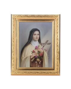 8 1/4" x 10 1/4" Gold Ornate Frame with a 6" x 8" Saint Therese Print
