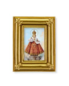 Gold Frame with Fleur de lis Corners and a Infant of Prague Print-P65