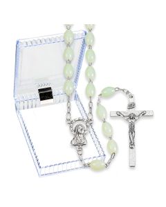 Luminous Plastic Oval Bead Rosary, Boxed