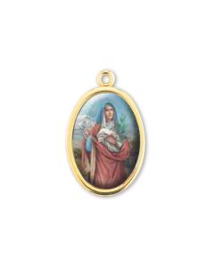 1" Saint Agatha Gold Finish Picture Medal