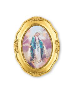 3 1/2" x 4 1/2" Gold Leaf Framed with an Our Lady of Grace Print-P65