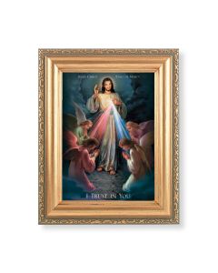 5.5" x 7" Antique Gold Frame with a Jesus King of Mercy Print