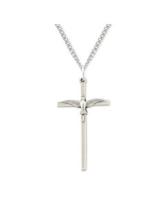1 1/2" Antiqued Silver Oxidized Holy Spirit Confirmation Crucifix on  18" Chain