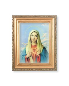 5.5" x 7" Antique Gold Frame with an Immaculate Heart of Mary Print