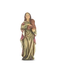 4" Cold Cast Resin Hand Painted Statue of Saint Cecilia in a Deluxe Window Box-P65