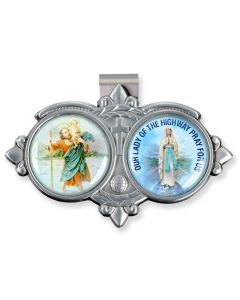 St. Christopher and Our Lady of the Highway Resin Visor Clip (Sold in Inc. of 3)