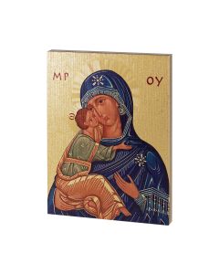 Mother of God Icon Textured Wood Plaque
