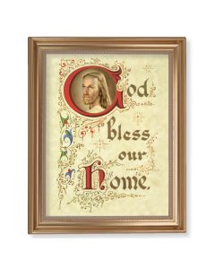 13 1/2" x 16 9/16" Gold Leaf Antique Finished Frame with 11" x 14"  House Blessing Textured Art
