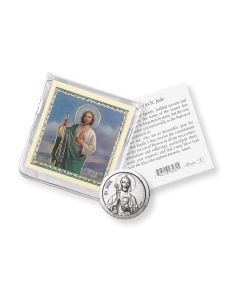Saint Jude Pocket Coin with a Holy Card in a Clear Pouch-P65