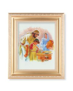 10 1/4" x 12 1/4" Satin Gold Frame with an 8" x 10" Jesus the Carpenter Print