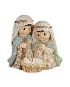 2 3/4" Holy Family with Gold and Glitter Accents Statuette