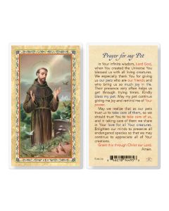 Prayer for my Pet - St Francis Laminated Holy Card. Inc. of 25