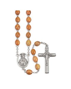 Oval Olive Wood Bead Rosary