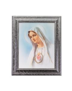10 1/2" x 12 1/2" Grey Oak Finish Frame with an 8" x 10" Immaculate Heart of Mary Print