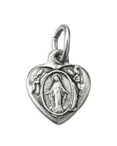 7/16" Miraculous Medal in a Heart Shape