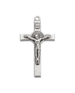 1 1/2" Antiqued Silver Oxidized Saint Benedict Crucifix