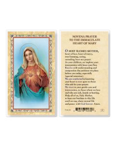Novena Prayer to the Immaculate Heart of Mary Laminated Holy Card. Inc. of 25