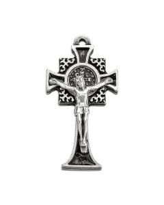 1 3/4" Antiqued Silver Oxidized St. Benedict Crucifix