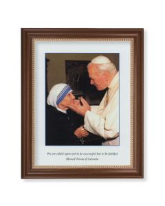 13 1/2" x 16 9/16" Walnut Finished Frame with 11" x 14" Saint John Paul II and Saint Teresa of Calcutta Textured Art