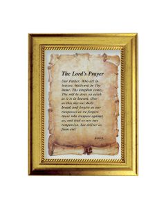 6 3/4" X 8 3/4" Gold Leaf Finish Frame with 5" X 7" The Lords Prayer Textured Art