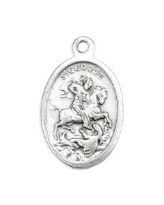 1" Oval Antiqued Silver Oxidized Saint George Medal