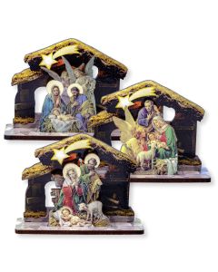 2 1/2" x 3 1/2" Wooden Christmas Nativity Scene with Star - Set of 3  (Enter Qty 3 for ONE set)