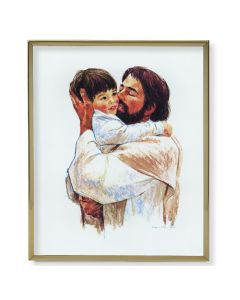11" x 14" Gold Plaque Frame with a Hook: Love - Christ with Child Print