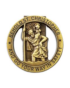Saint Christopher Auto Visor Clip in Brass (Sold in Inc. of 3)