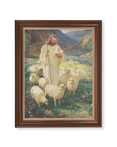 13 1/2" x 16 9/16" Walnut Finished Frame with 11" x 14" Sallman: The Good Shepherd Textured Art