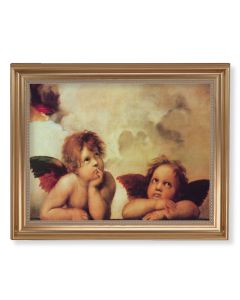 13 1/2" x 16 9/16" Gold Leaf Antique Finished Frame with 11" x 14" Raphael: Sistine Angels Textured Art