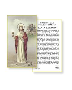 Saint Barbara Holy Card in Spanish