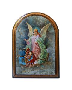 Guardian Angel Arched Wood Plaque