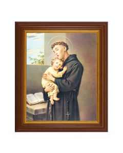 10 1/2" x 12 1/2" Walnut Finish Beveled Frame with 8" x 10" St. Anthony Textured Art