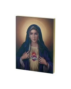Immaculate Heart of Mary Textured Wood Plaque